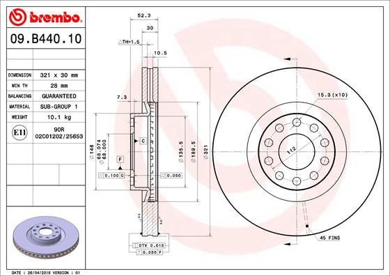 Brembo 09.B440.10 - Спирачен диск vvparts.bg