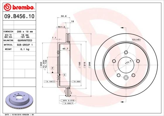 Brembo 09.B456.10 - Спирачен диск vvparts.bg