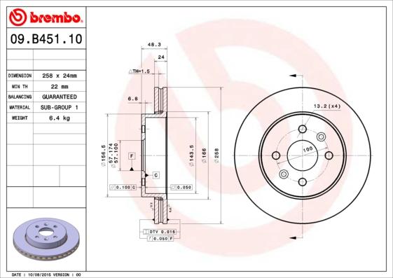 Brembo 09.B451.10 - Спирачен диск vvparts.bg