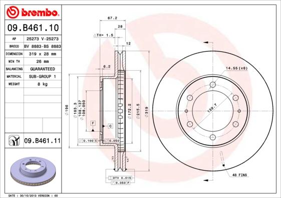 Brembo 09.B461.10 - Спирачен диск vvparts.bg