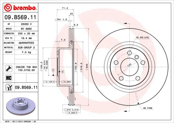 Brembo 09.B569.11 - Спирачен диск vvparts.bg