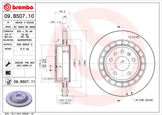 Brembo 09.B507.11 - Спирачен диск vvparts.bg