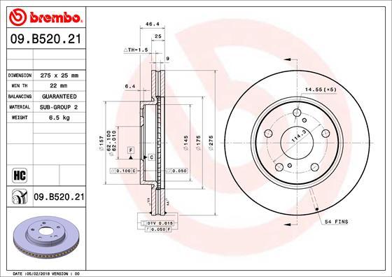 Brembo 09.B520.21 - Спирачен диск vvparts.bg