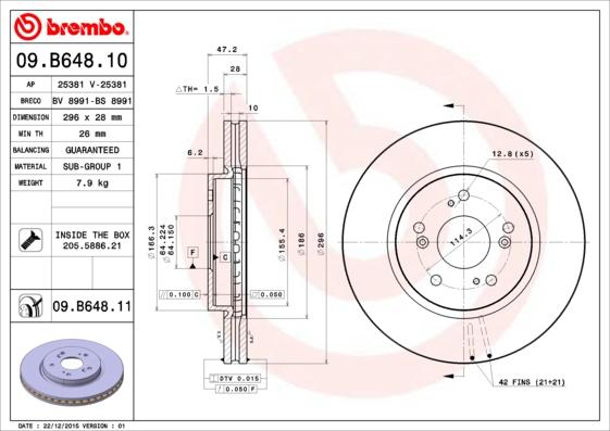 Brembo 09.B648.10 - Спирачен диск vvparts.bg