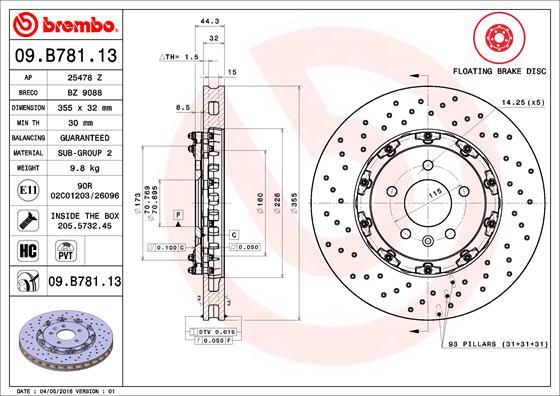 Brembo 09.B781.13 - Спирачен диск vvparts.bg