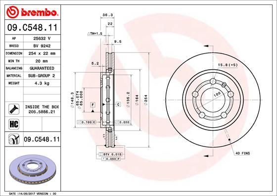 Brembo 09.C548.11 - Спирачен диск vvparts.bg