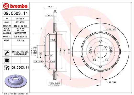 Brembo 09.C503.11 - Спирачен диск vvparts.bg