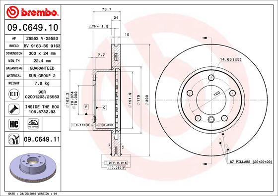 Brembo 09.C649.11 - Спирачен диск vvparts.bg
