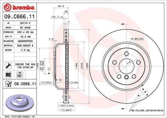 Brembo 09.C666.11 - Спирачен диск vvparts.bg