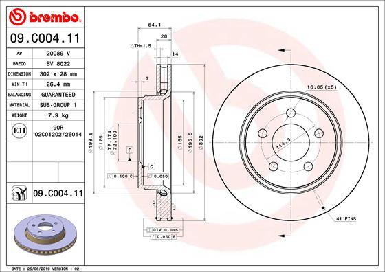 Brembo 09.C004.11 - Спирачен диск vvparts.bg