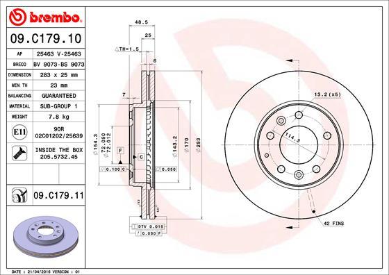 Brembo 09.C179.11 - Спирачен диск vvparts.bg