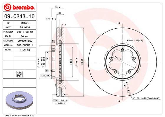 Brembo 09.C243.10 - Спирачен диск vvparts.bg