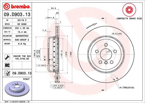 Brembo 09.D903.13 - Спирачен диск vvparts.bg
