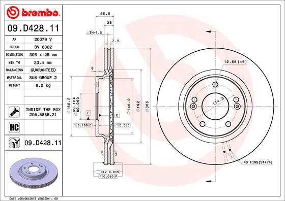 Brembo 09.D428.11 - Спирачен диск vvparts.bg