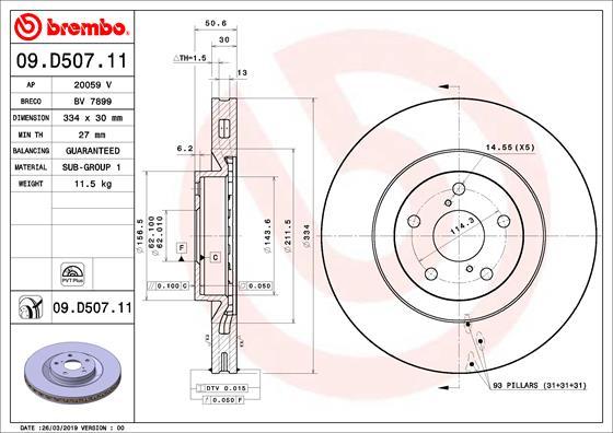 Brembo 09.D507.11 - Спирачен диск vvparts.bg