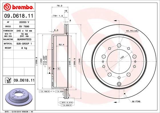 Brembo 09.D618.11 - Спирачен диск vvparts.bg