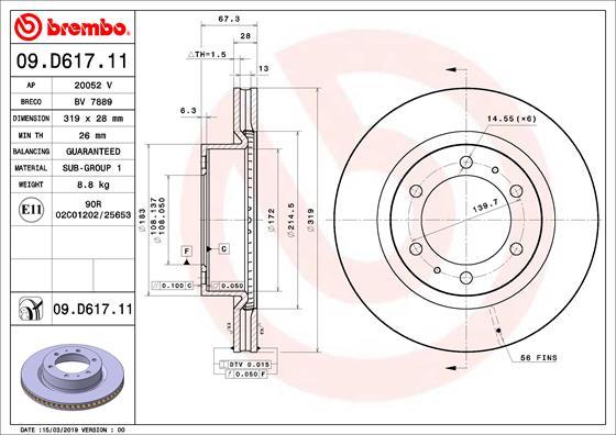Brembo 09.D617.11 - Спирачен диск vvparts.bg