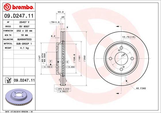 Brembo 09.D247.11 - Спирачен диск vvparts.bg