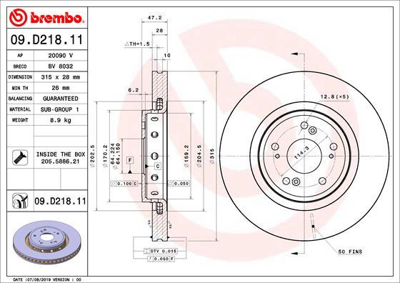 Brembo 09.D218.11 - Спирачен диск vvparts.bg