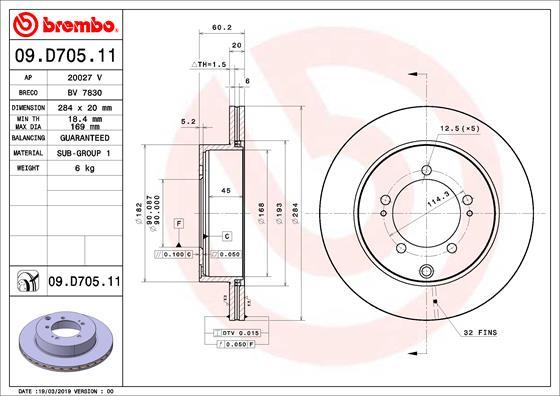 Brembo 09.D705.11 - Спирачен диск vvparts.bg