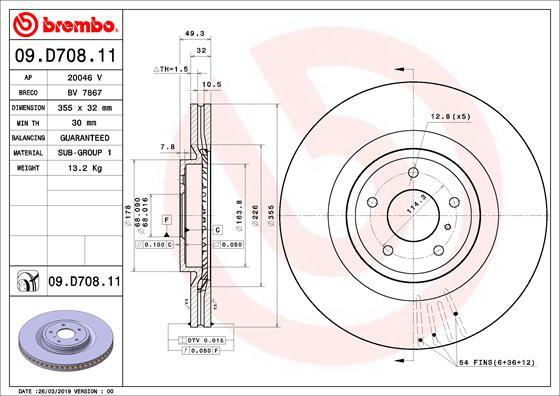 Brembo 09.D708.11 - Спирачен диск vvparts.bg