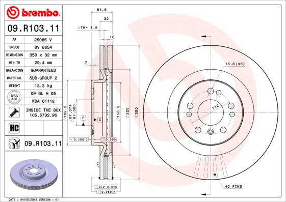 Brembo 09.R103.11 - Спирачен диск vvparts.bg