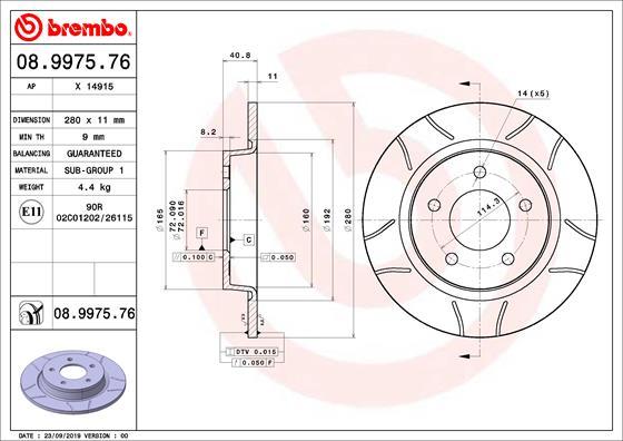 Brembo 08.9975.76 - Спирачен диск vvparts.bg