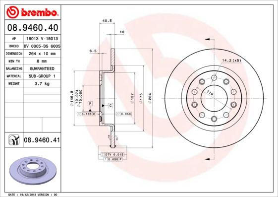 Brembo 08.9460.41 - Спирачен диск vvparts.bg