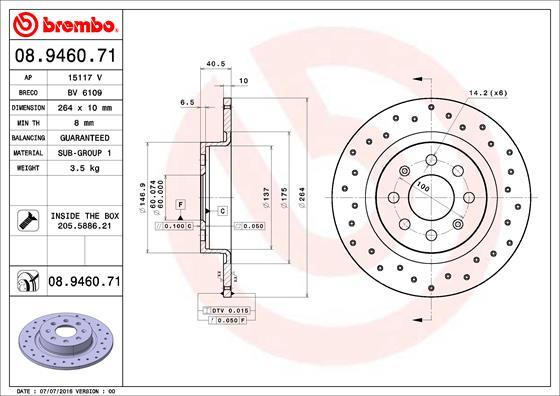 Brembo 08.9460.71 - Спирачен диск vvparts.bg