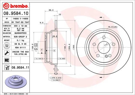 Brembo 08.9584.10 - Спирачен диск vvparts.bg