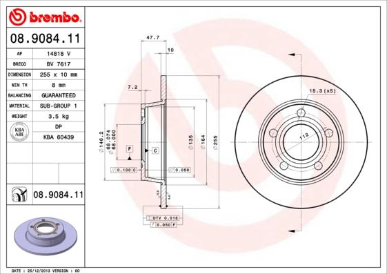 Brembo 08.9084.11 - Спирачен диск vvparts.bg