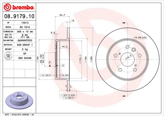 Brembo 08.9179.10 - Спирачен диск vvparts.bg