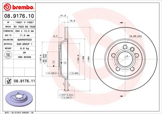 Brembo 08.9176.11 - Спирачен диск vvparts.bg