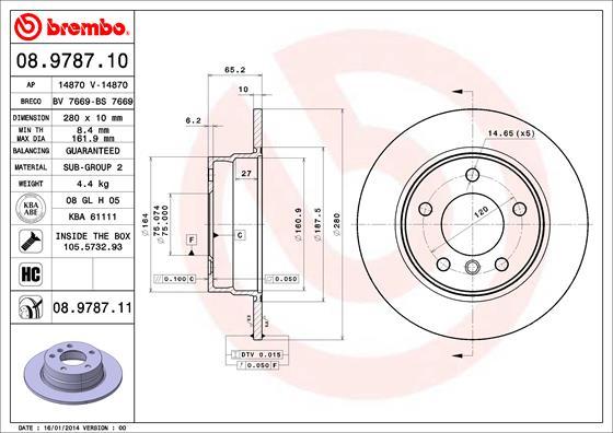 Brembo 08.9787.10 - Спирачен диск vvparts.bg