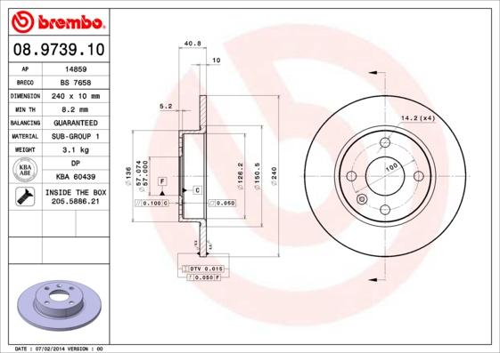 Brembo 08.9739.10 - Спирачен диск vvparts.bg