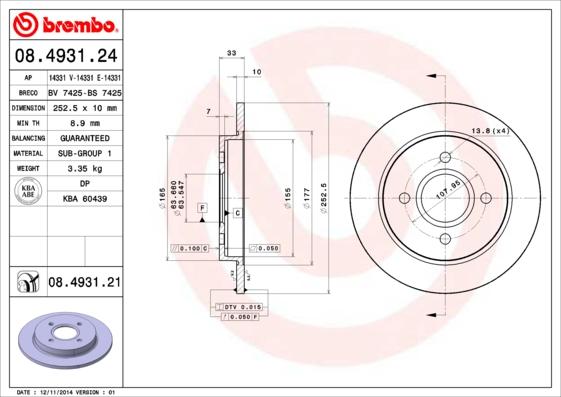 Brembo 08.4931.24 - Спирачен диск vvparts.bg