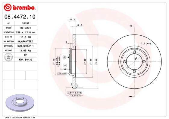 Brembo 08.4472.10 - Спирачен диск vvparts.bg