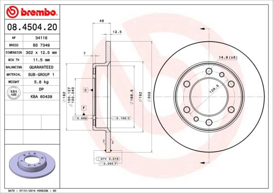 Brembo 08.4504.20 - Спирачен диск vvparts.bg