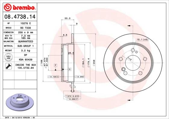 Brembo 08.4738.14 - Спирачен диск vvparts.bg