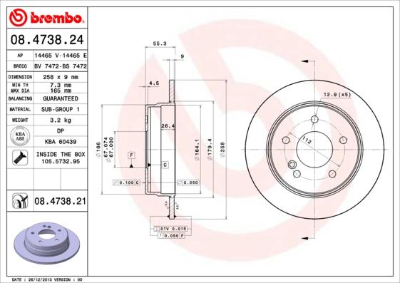 Brembo 08.4738.21 - Спирачен диск vvparts.bg