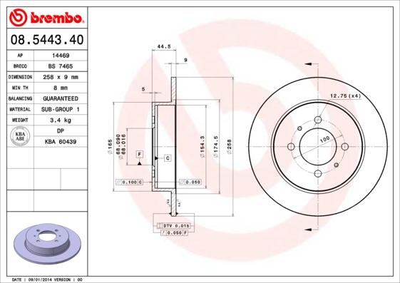 Brembo 08.5443.40 - Спирачен диск vvparts.bg