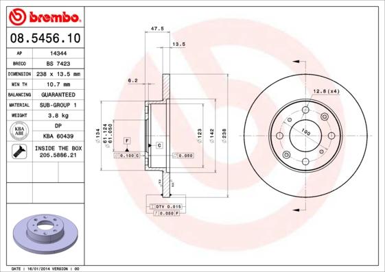 Brembo 08.5456.10 - Спирачен диск vvparts.bg