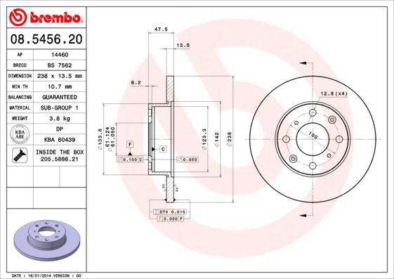 Brembo 08.5456.20 - Спирачен диск vvparts.bg