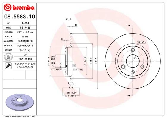 Brembo 08.5583.10 - Спирачен диск vvparts.bg