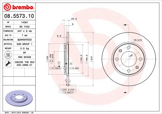 Brembo 08.5573.10 - Спирачен диск vvparts.bg