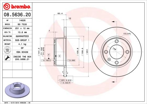 Brembo 08.5636.20 - Спирачен диск vvparts.bg