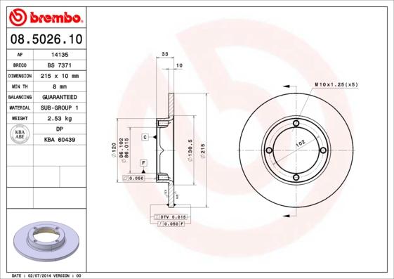 Brembo 08.5026.10 - Спирачен диск vvparts.bg