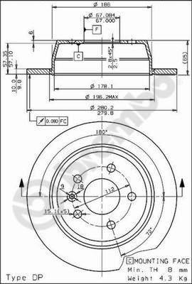 Brembo 08.6968.10 - Спирачен диск vvparts.bg