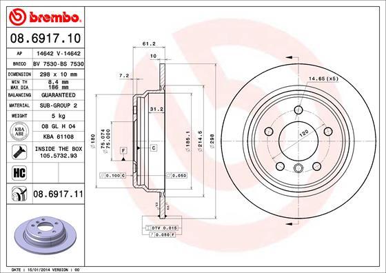 Brembo 08.6917.11 - Спирачен диск vvparts.bg