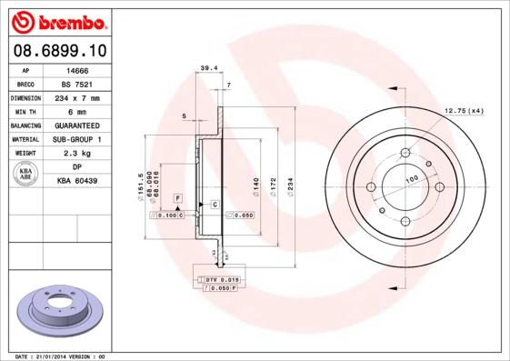 Brembo 08.6899.10 - Спирачен диск vvparts.bg